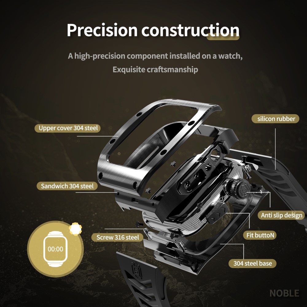 Apple Watch Series 9 45mm High Brushed Metal Deksel+Reim, Black