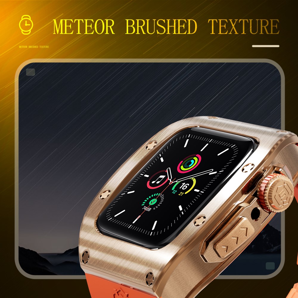 Apple Watch Series 8 45mm High Brushed Metal Deksel+Reim, Rose/Oransje