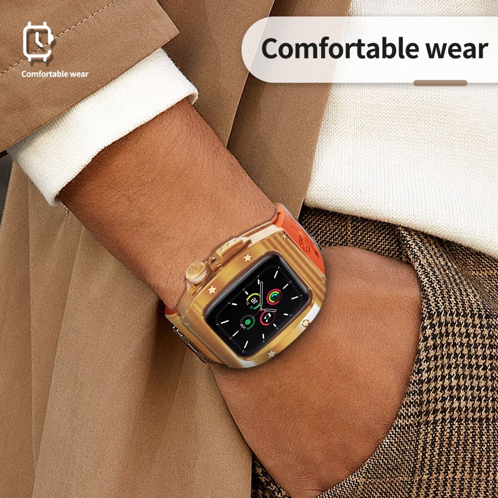 Apple Watch Series 8 45mm High Brushed Metal Deksel+Reim, Rose/Oransje