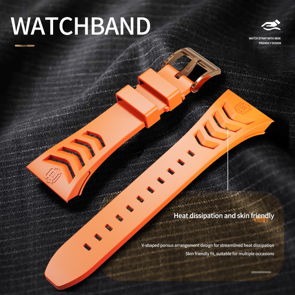 Apple Watch Series 8 45mm High Brushed Metal Deksel+Reim, Rose/Oransje