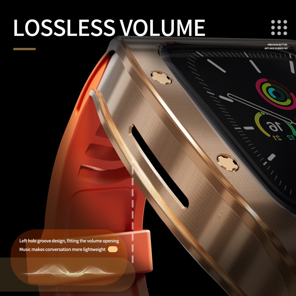 Apple Watch Series 8 45mm High Brushed Metal Deksel+Reim, Rose/Oransje
