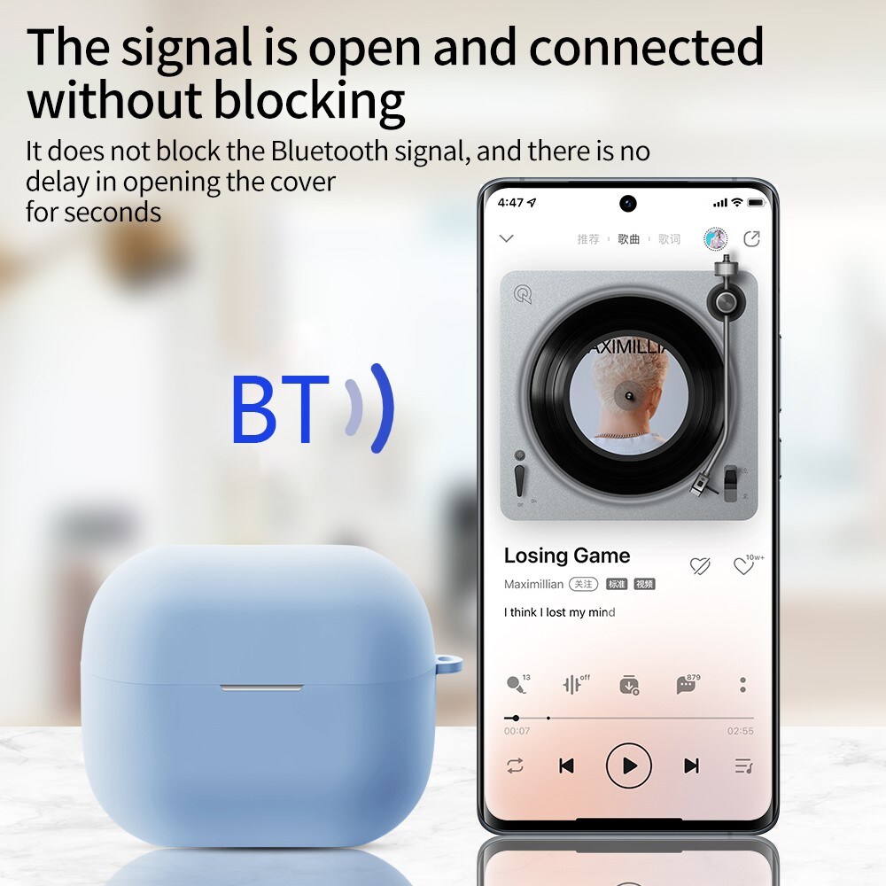 Samsung Galaxy Buds 3 Silikondeksel med karabinkrok, Hvit