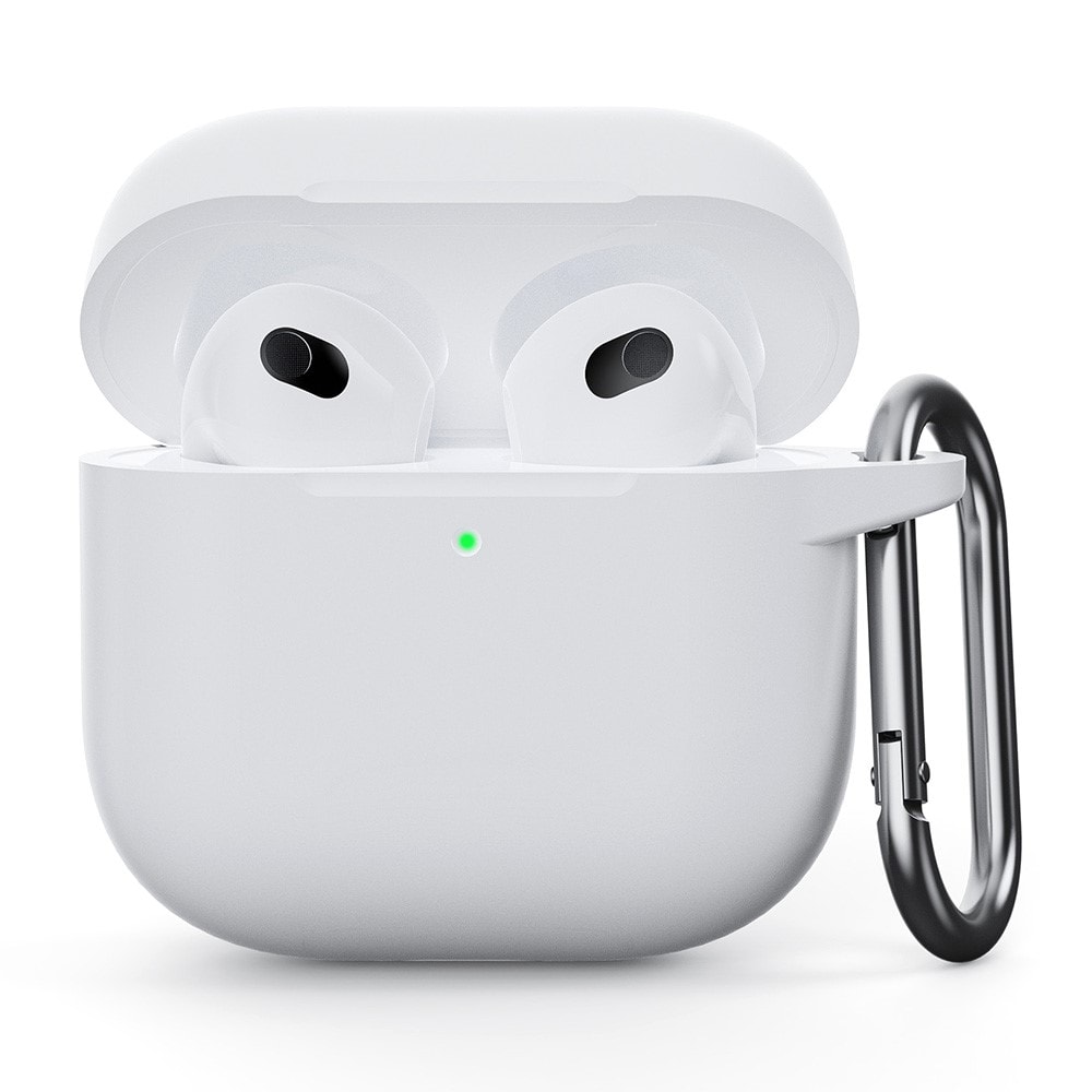 Apple AirPods 4 Silikondeksel med karabinkrok, Hvit