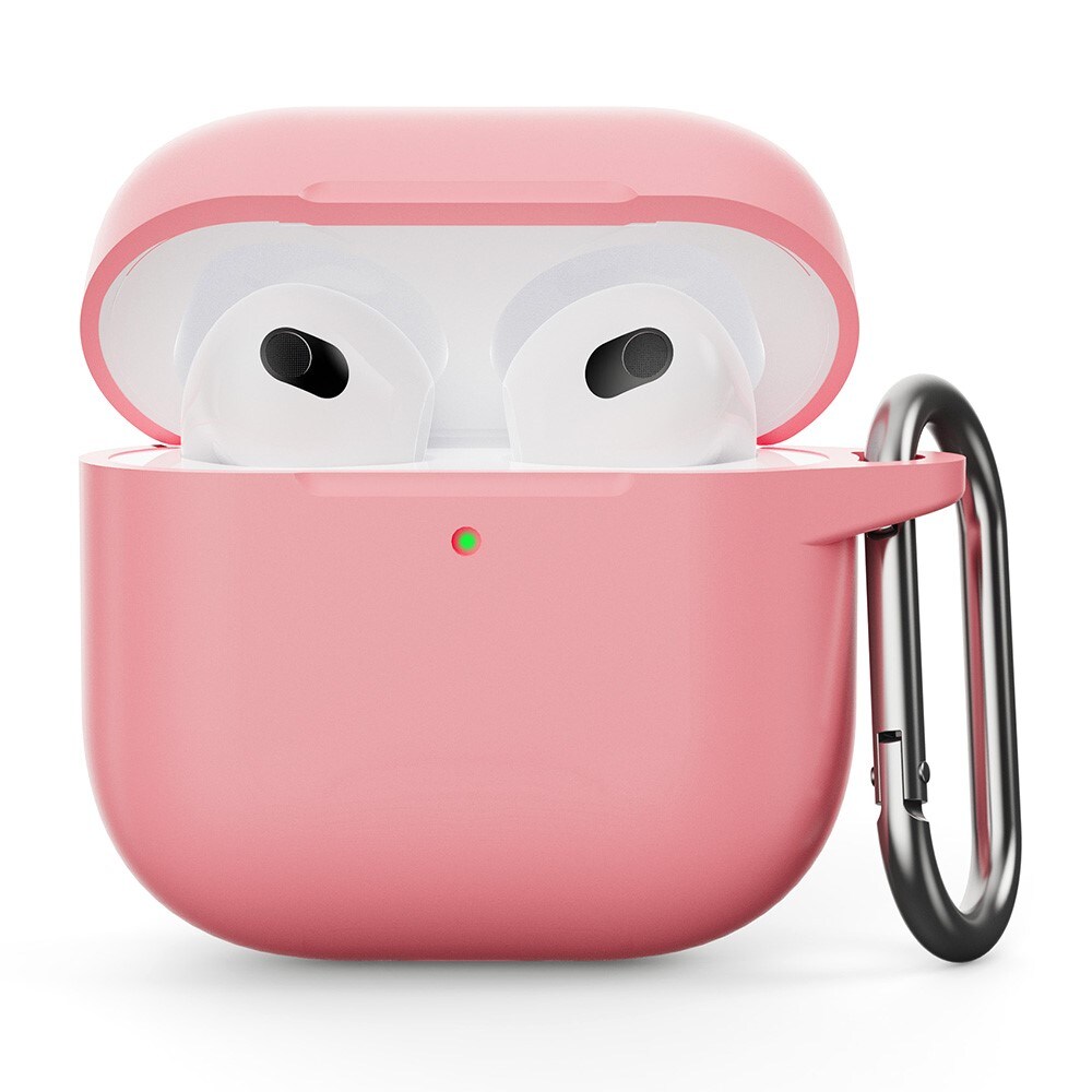 Apple AirPods 4 Silikondeksel med karabinkrok, Rosa