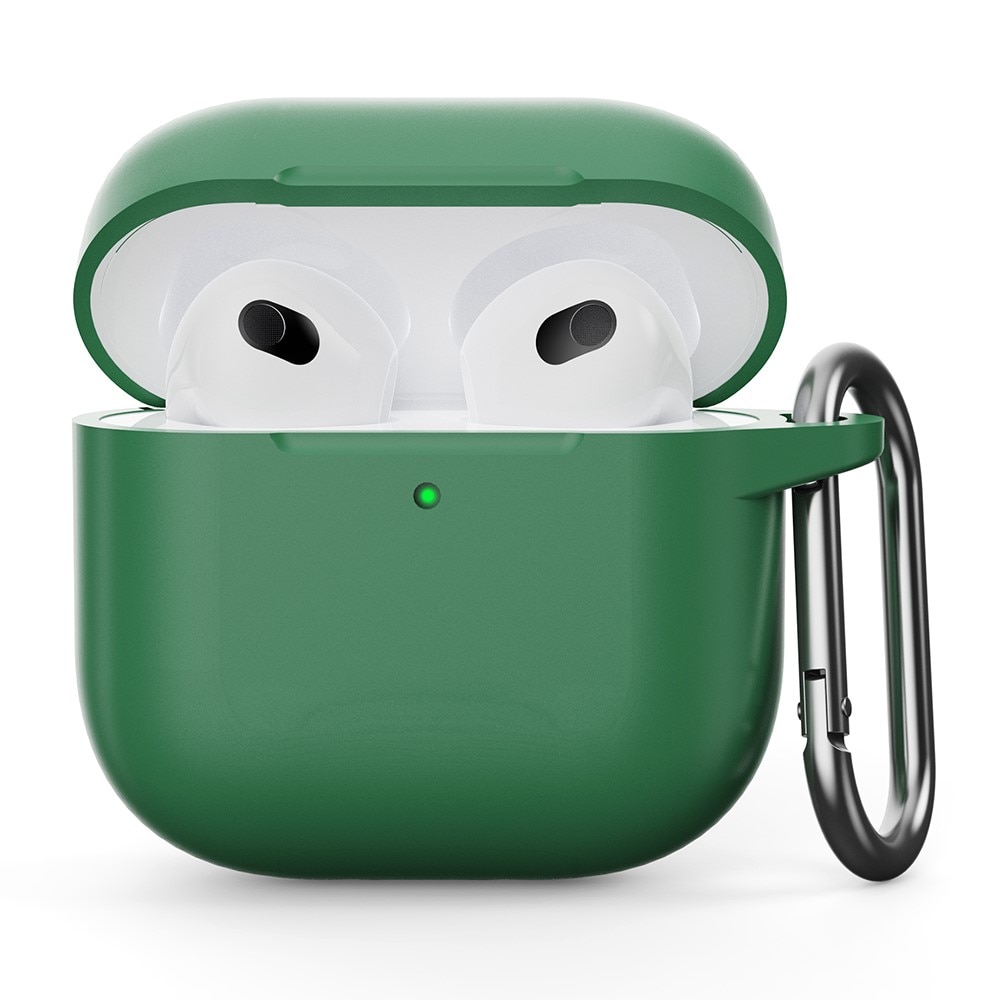 Apple AirPods 4 Silikondeksel med karabinkrok, Grønn