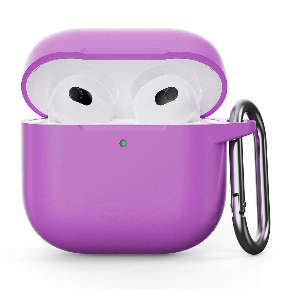 Apple AirPods 4 Silikondeksel med karabinkrok, Lilla