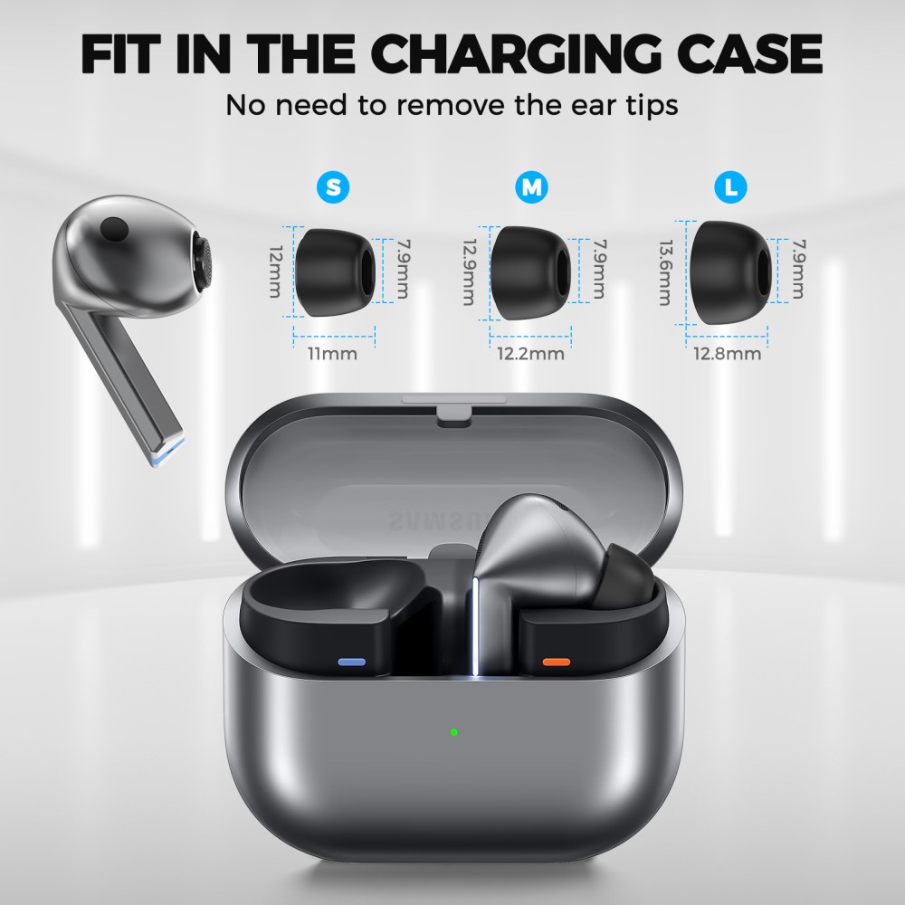 Samsung Galaxy Buds 3 Pro Ørepropper (3-pack) i memory foam - str S/M/L, svart