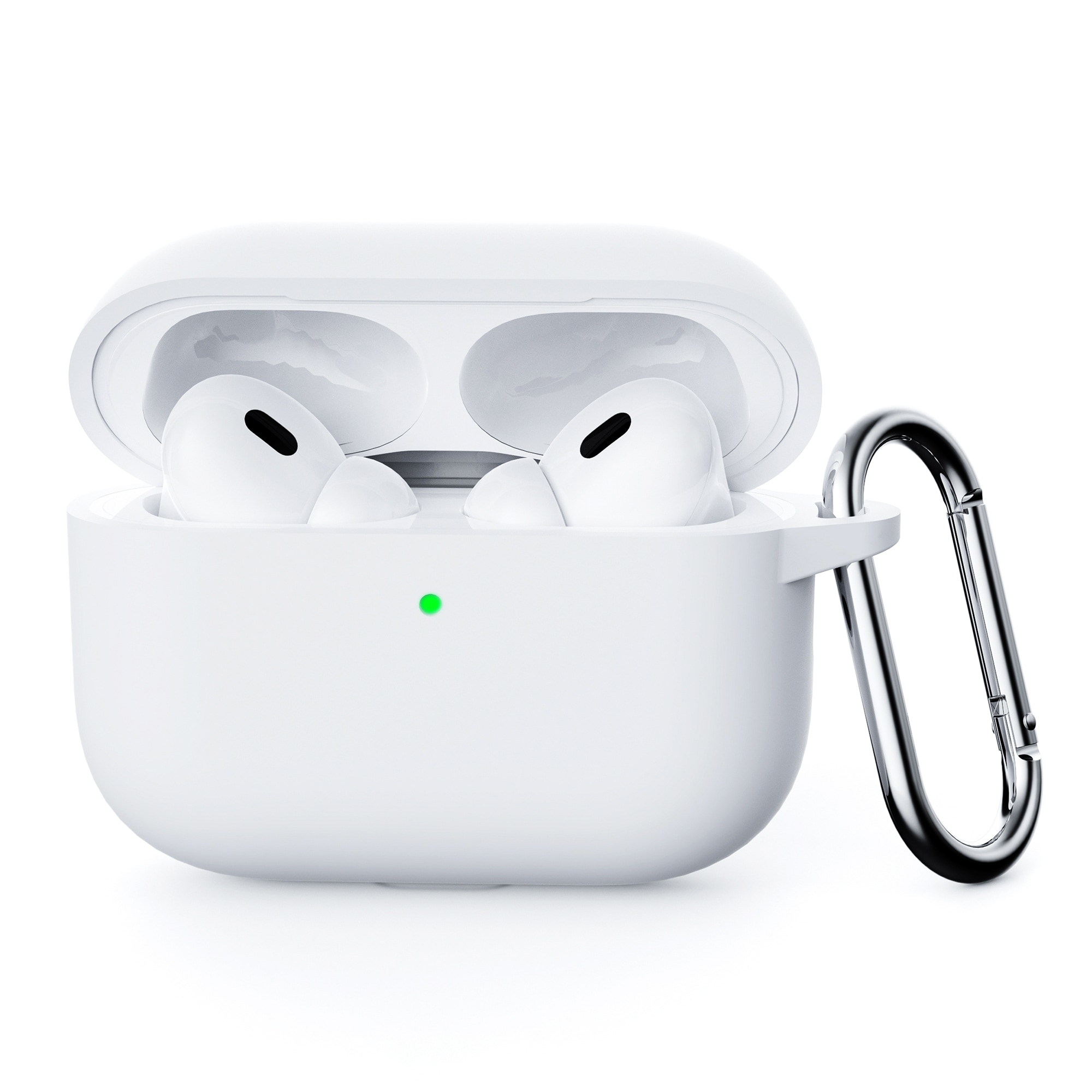 Apple AirPods Pro 3 Silikondeksel med karabinkrok, Hvit