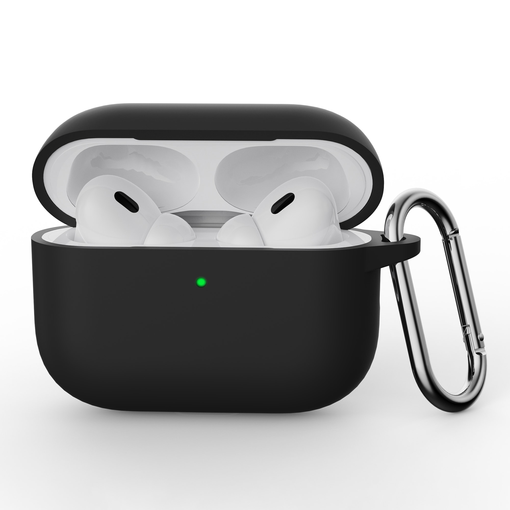 Apple AirPods Pro 3 Silikondeksel med karabinkrok, Svart