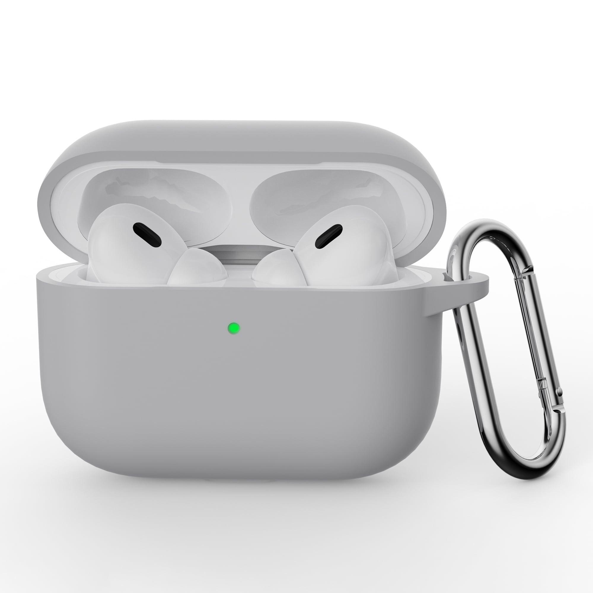 Apple AirPods Pro 3 Silikondeksel med karabinkrok, Grå