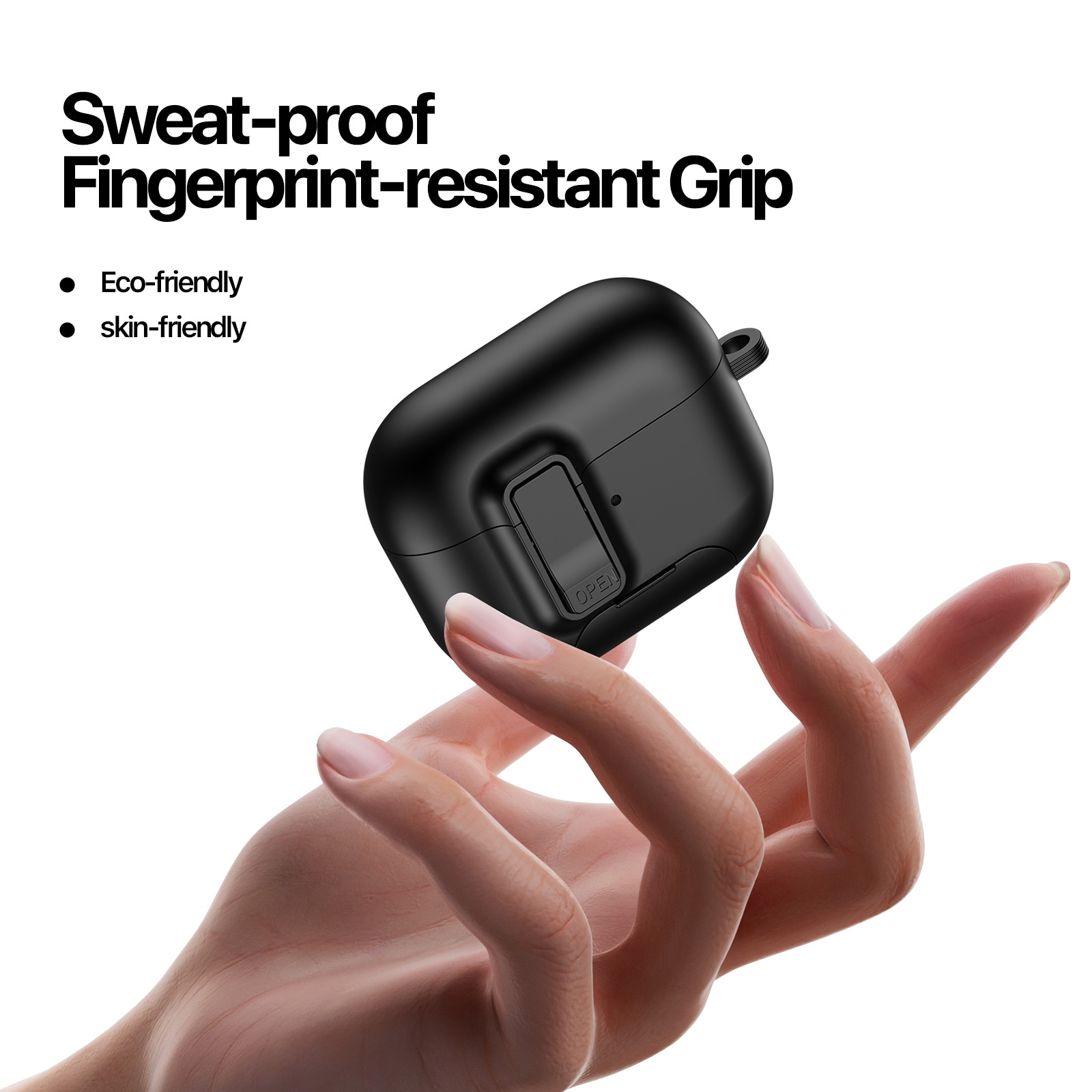 Apple AirPods Pro 3 Deksel med karabinkrok og stativfunksjon, Svart