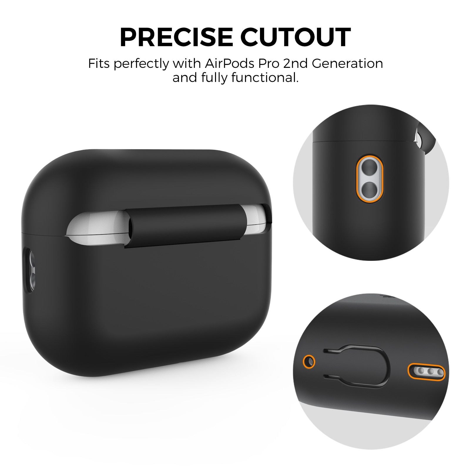 Apple AirPods Pro 3 Ekstra slitesterkt silikondeksel med håndstropp, Svart