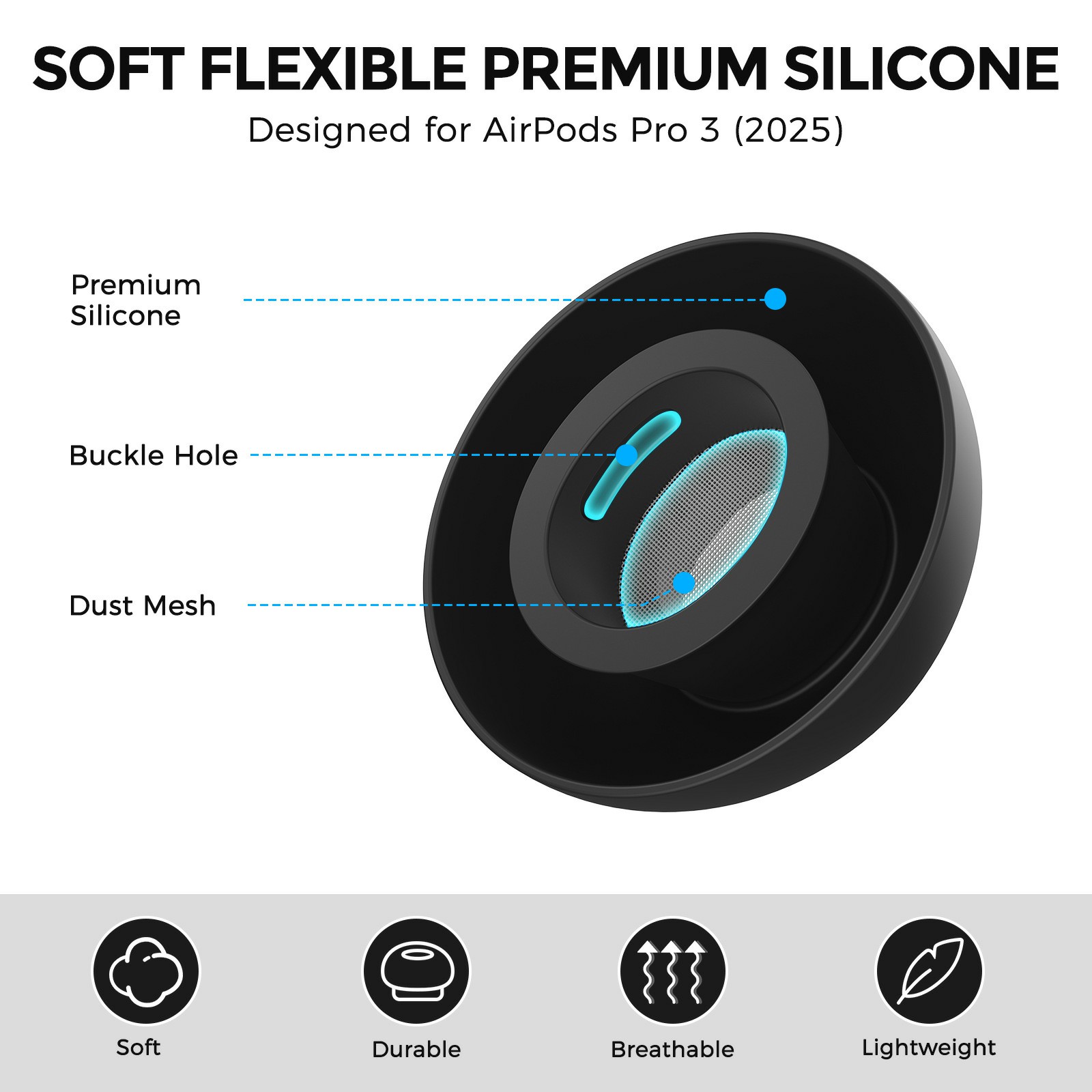 Apple AirPods Pro 3 Ørepropper - str M, Svart