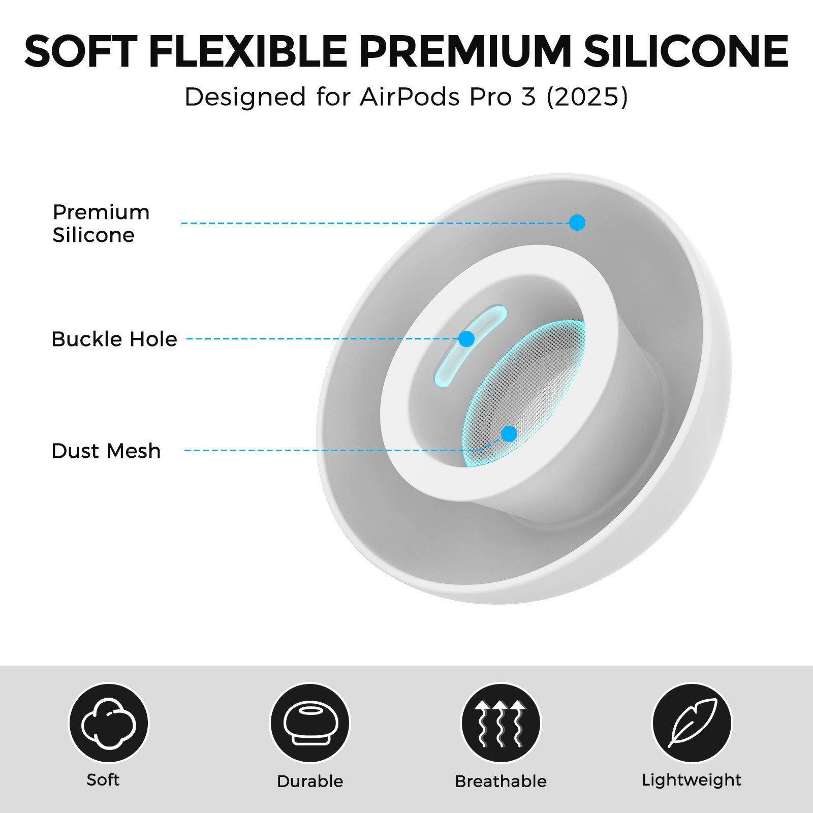 Apple AirPods Pro 3 3-pack Silikon Ear Tips, Hvit