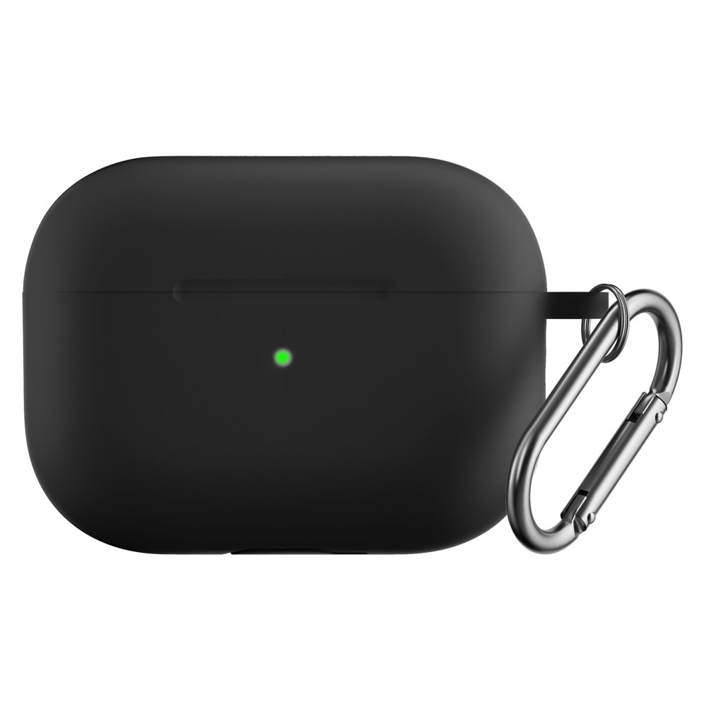 Apple AirPods Pro 2 Silikondeksel med karabinkrok, Svart