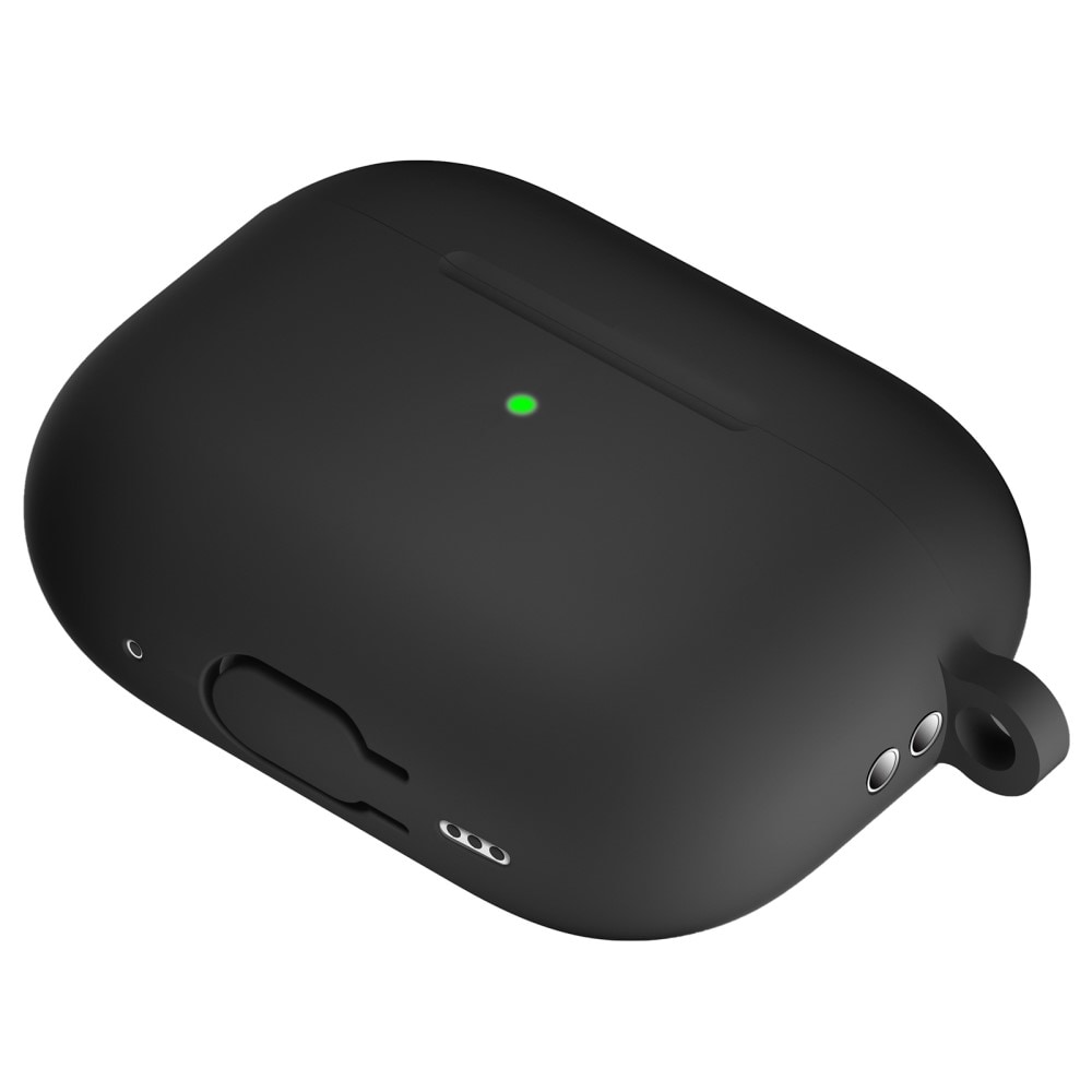 Apple AirPods Pro 2 Silikondeksel med karabinkrok, Svart