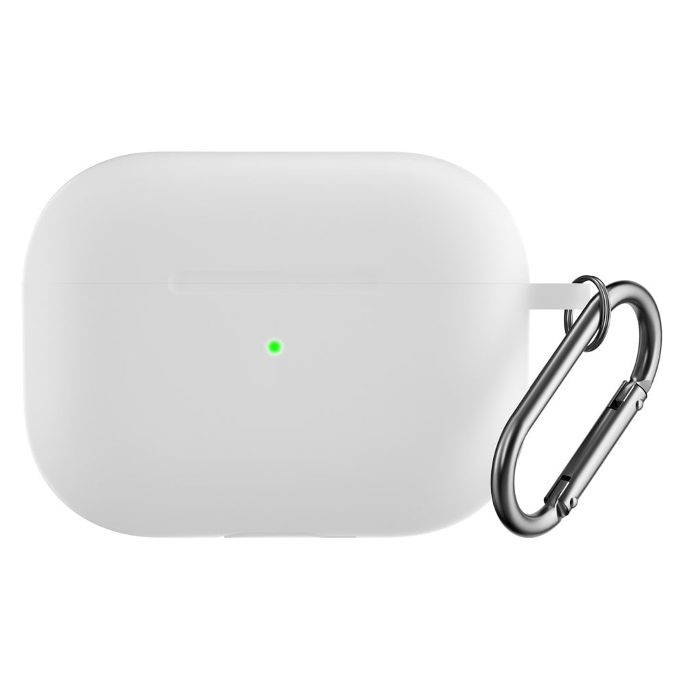 Apple AirPods Pro 2 Silikondeksel med karabinkrok, Hvit