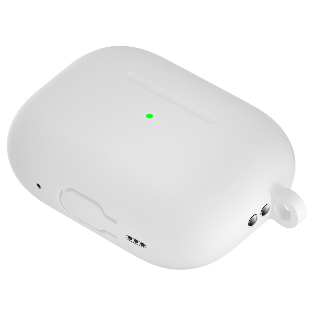 Apple AirPods Pro 2 Silikondeksel med karabinkrok, Hvit