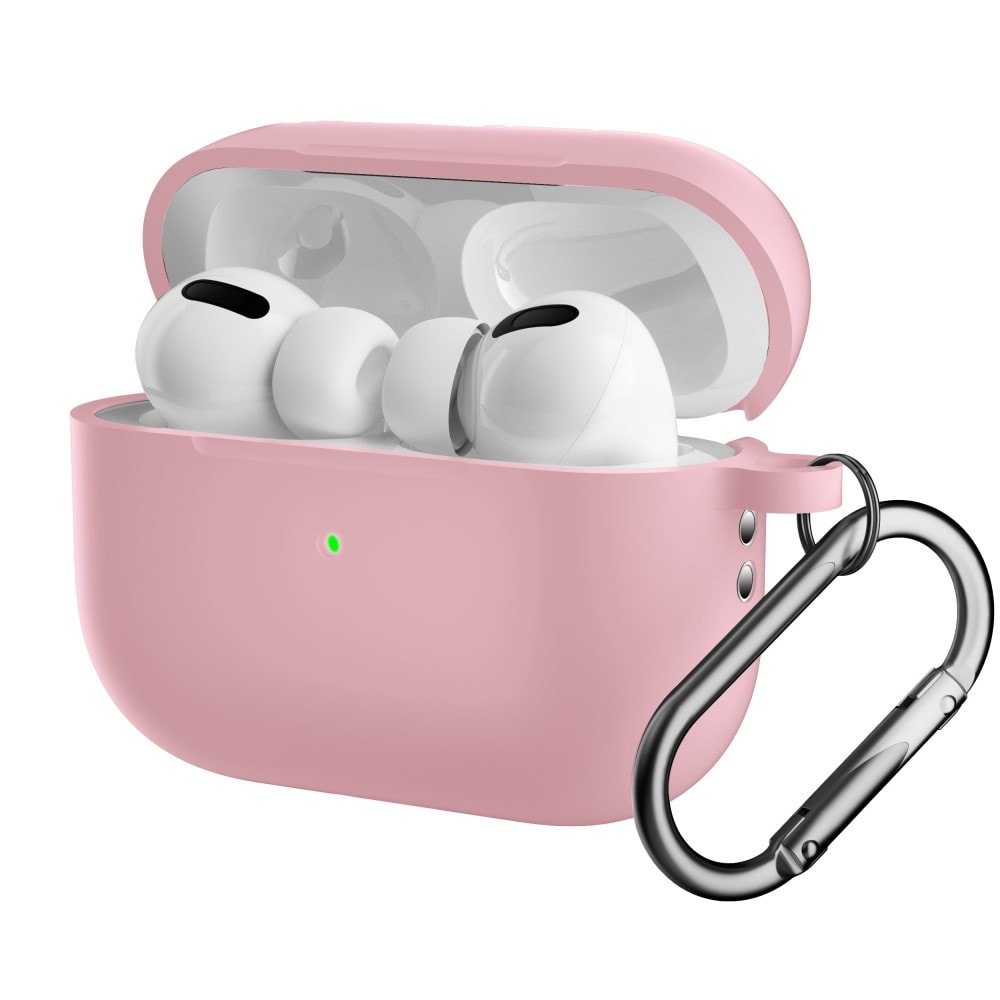 Apple AirPods Pro 2 Silikondeksel med karabinkrok, Rosa