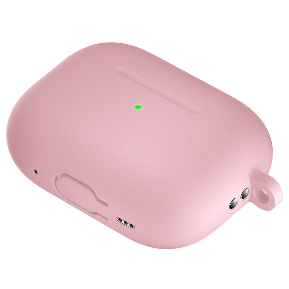 Apple AirPods Pro 2 Silikondeksel med karabinkrok, Rosa