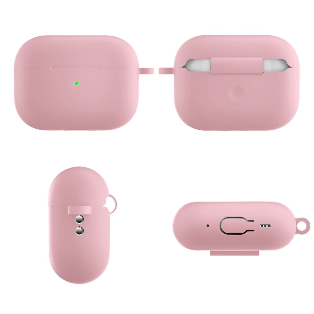 Apple AirPods Pro 2 Silikondeksel med karabinkrok, Rosa