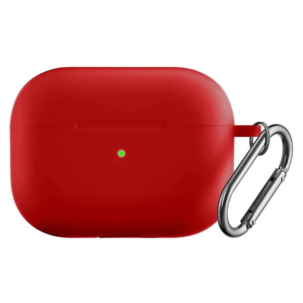Apple AirPods Pro 2 Silikondeksel med karabinkrok, Rød