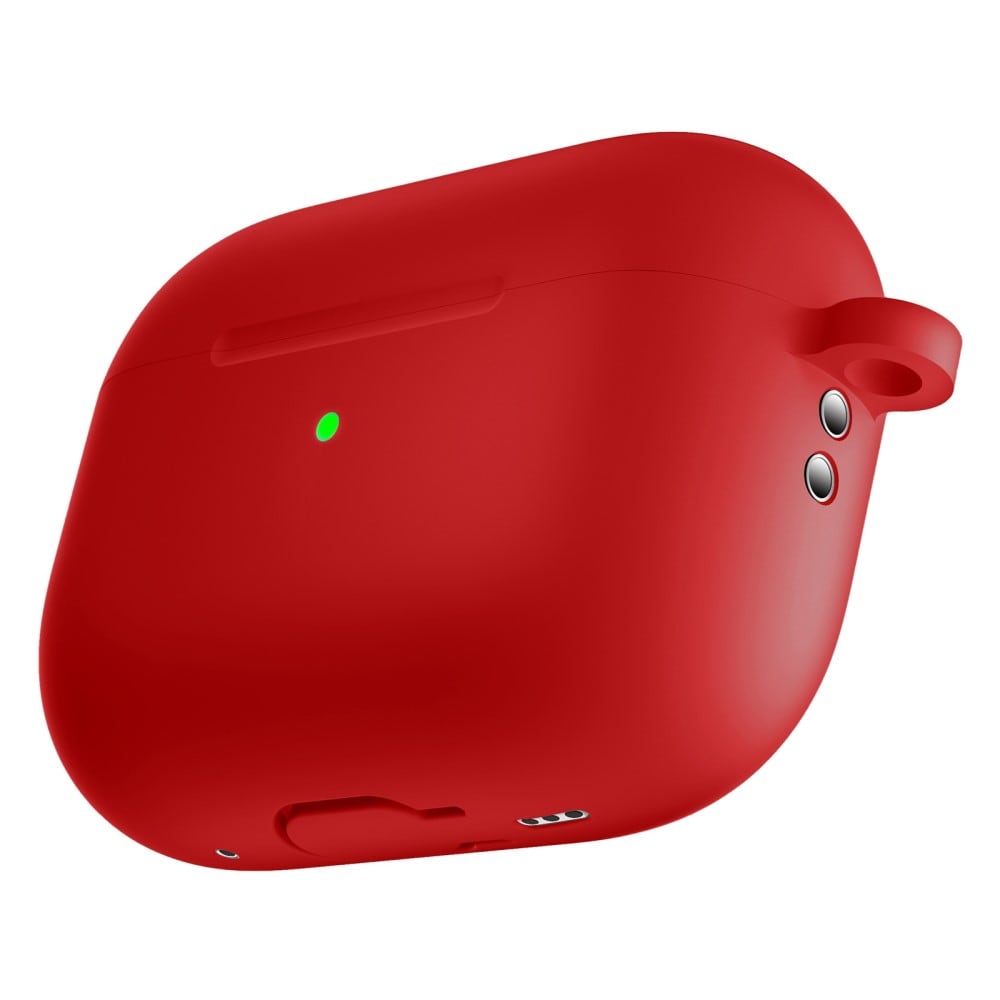 Apple AirPods Pro 2 Silikondeksel med karabinkrok, Rød