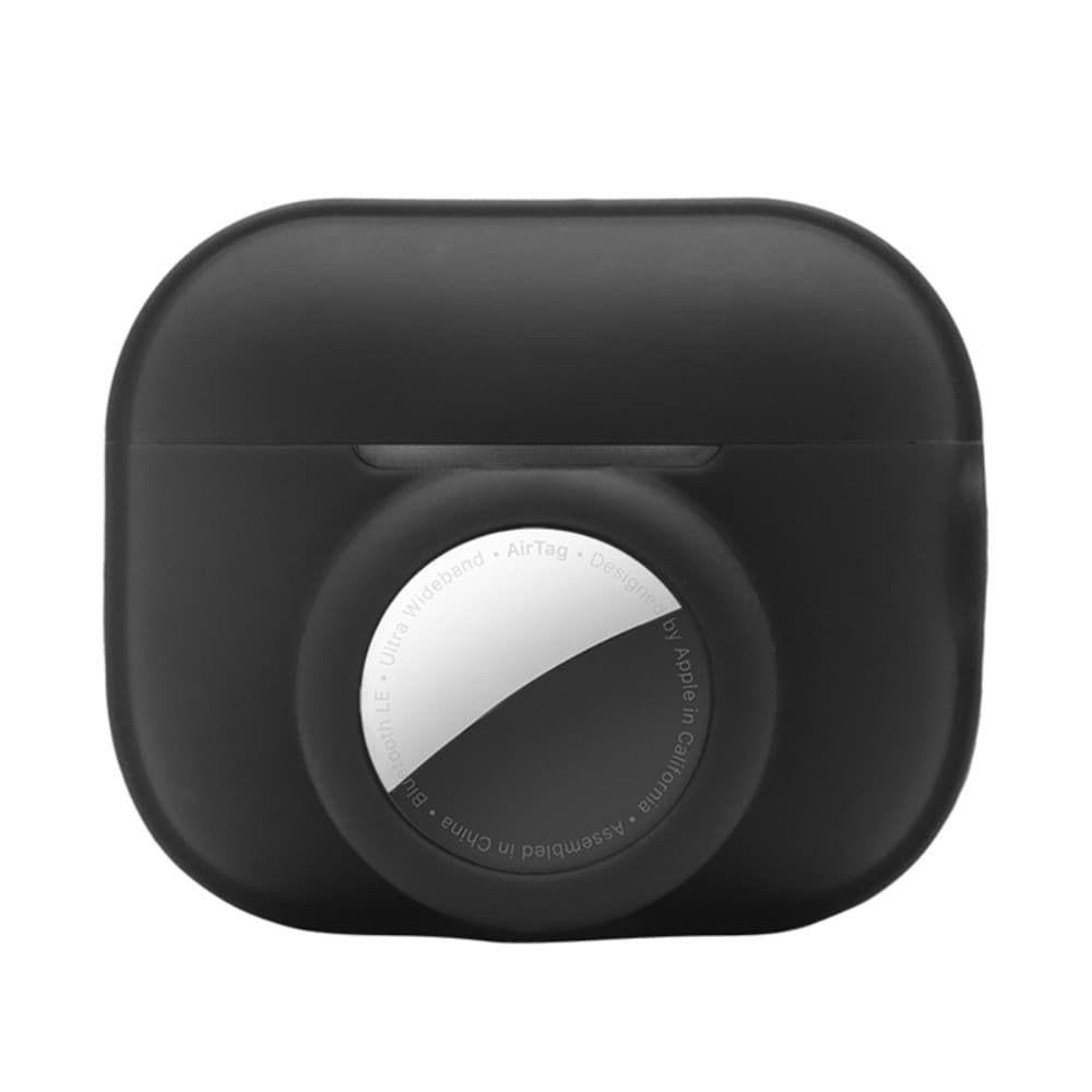 Apple AirTag/AirPods Pro 2 Silikondeksel med AirTag-holder + karabinkrok, Svart