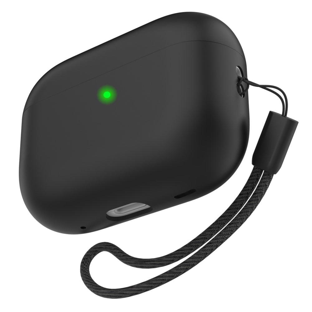 Apple AirPods Pro 2 Silikondeksel med håndrem, Svart