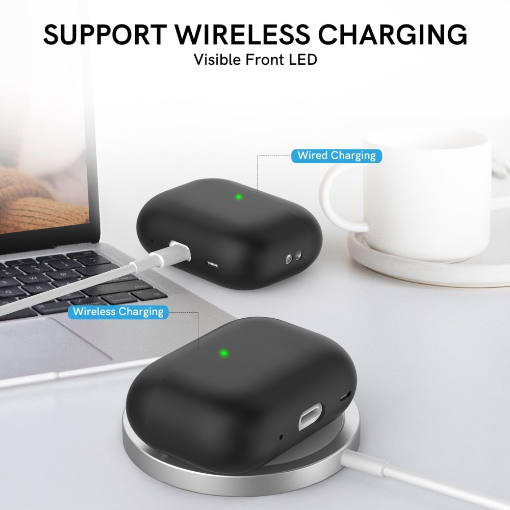 Apple AirPods Pro 2 Silikondeksel med håndrem, Svart