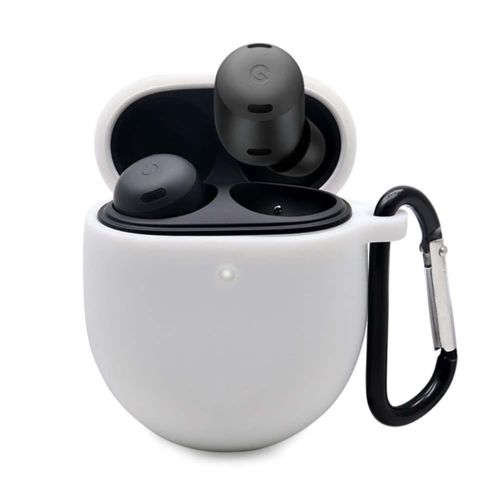 Google Pixel Buds Pro Silikondeksel med karabinkrok, Hvit