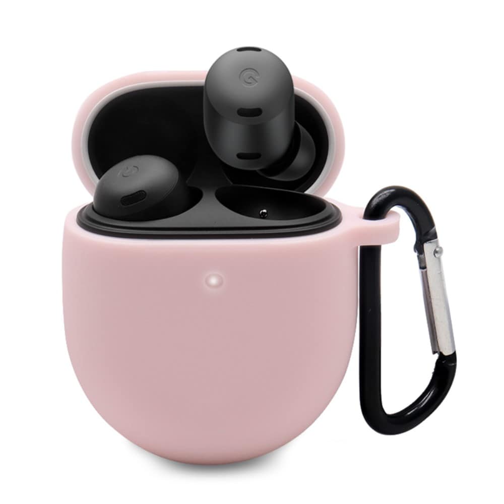 Google Pixel Buds Pro Silikondeksel med karabinkrok, Rosa