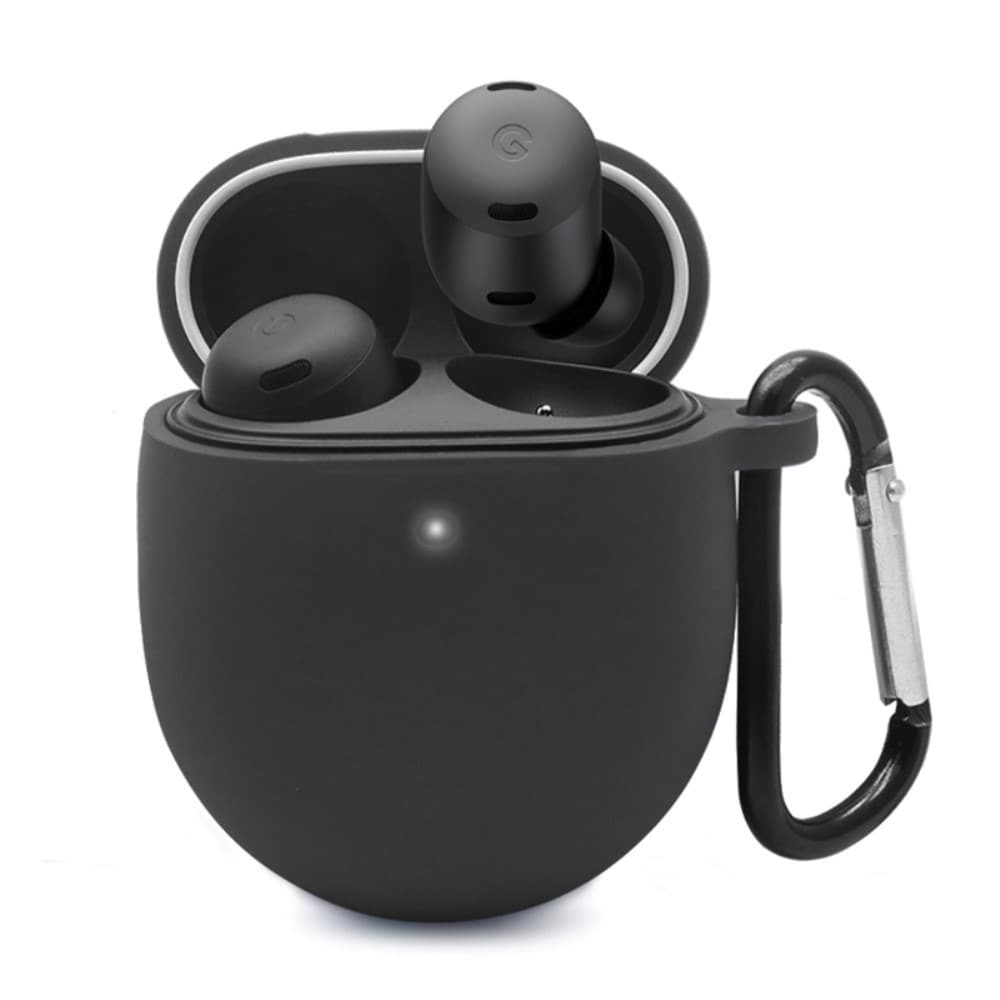Google Pixel Buds Pro Silikondeksel med karabinkrok, Svart