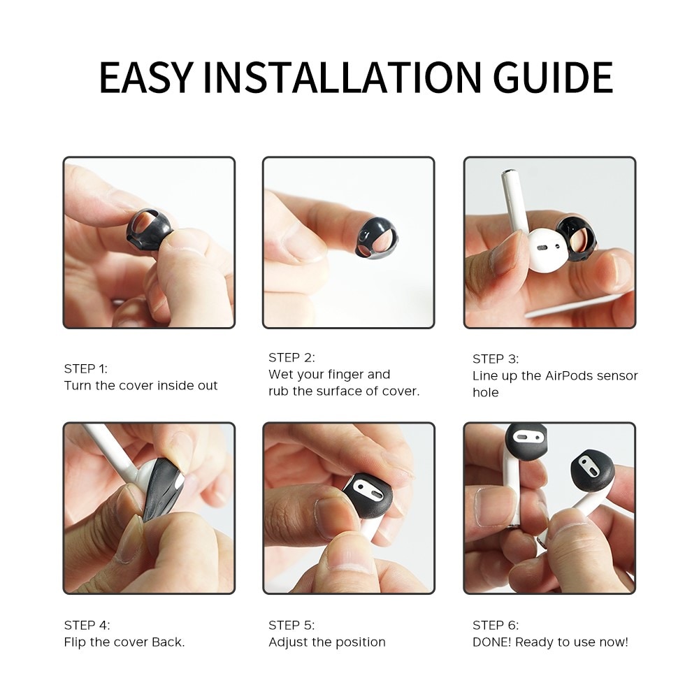 Apple AirPods 3-pack øreputer i silikon, Svart