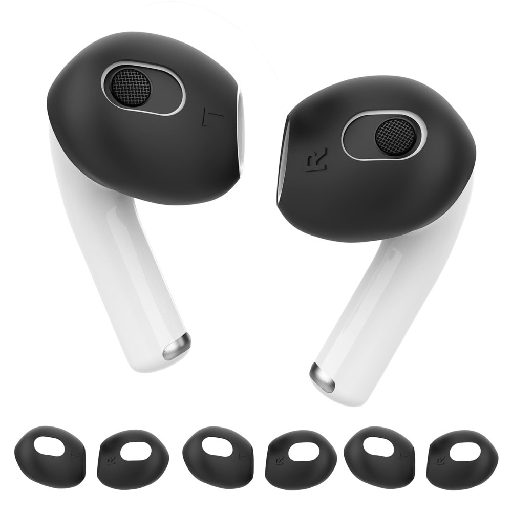  AirPods 3 3-pack øreputer i silikon, Svart