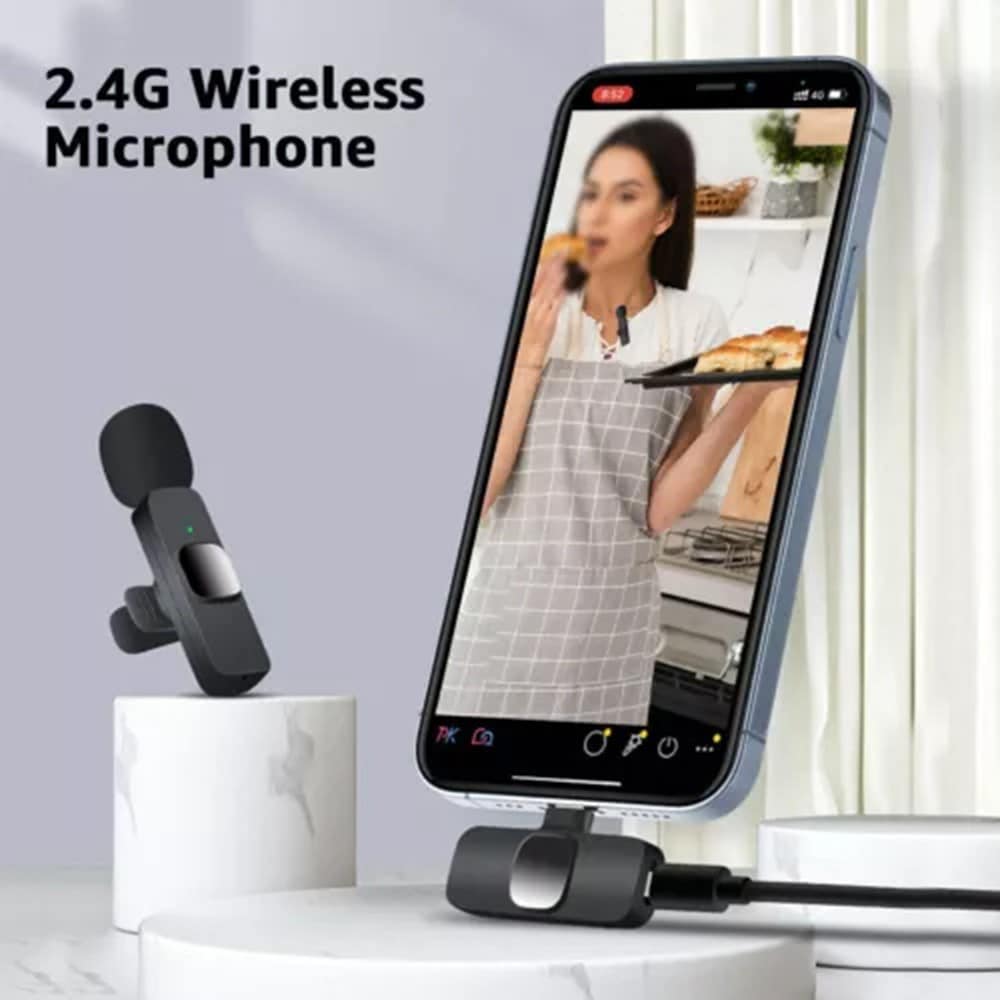 2 små trådløse mikrofoner med USB-C-mottaker, Svart