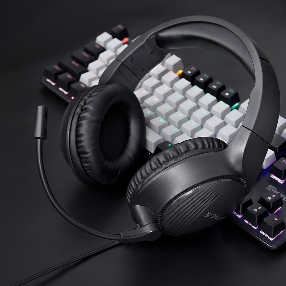 Gaming headset hodetelefoner med mikrofon, Svart