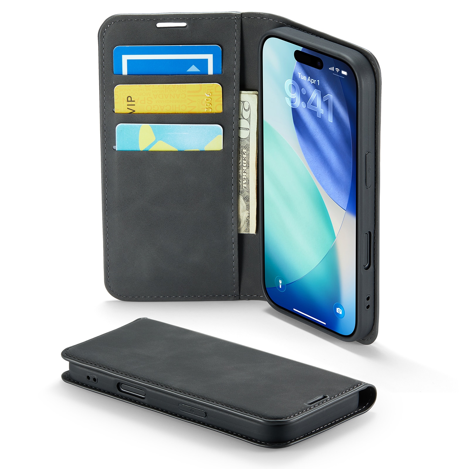 iPhone 17 Slankt etui med kortlomme, Svart
