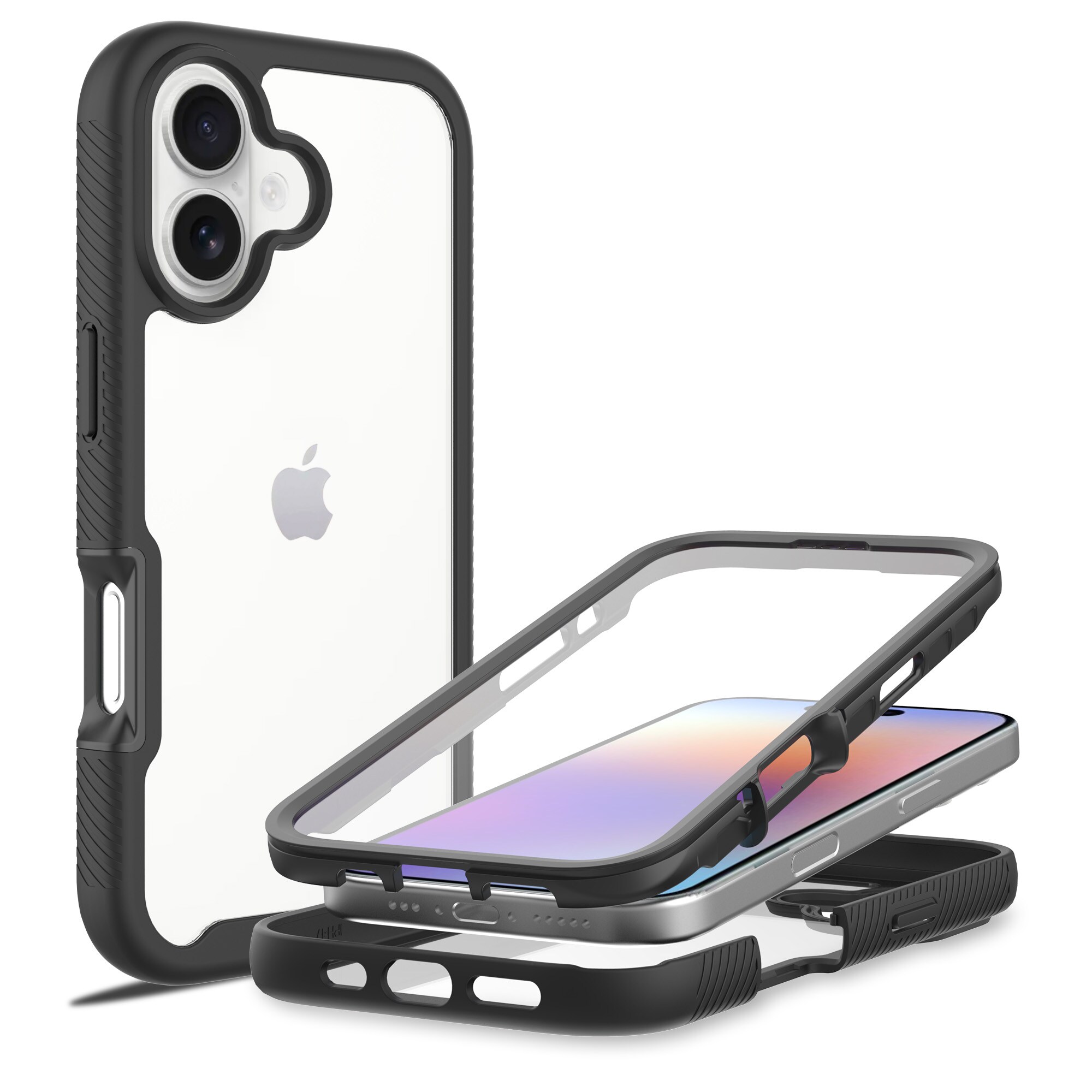 iPhone 17 Deksel Full Protection, Svart/gjennomsiktig