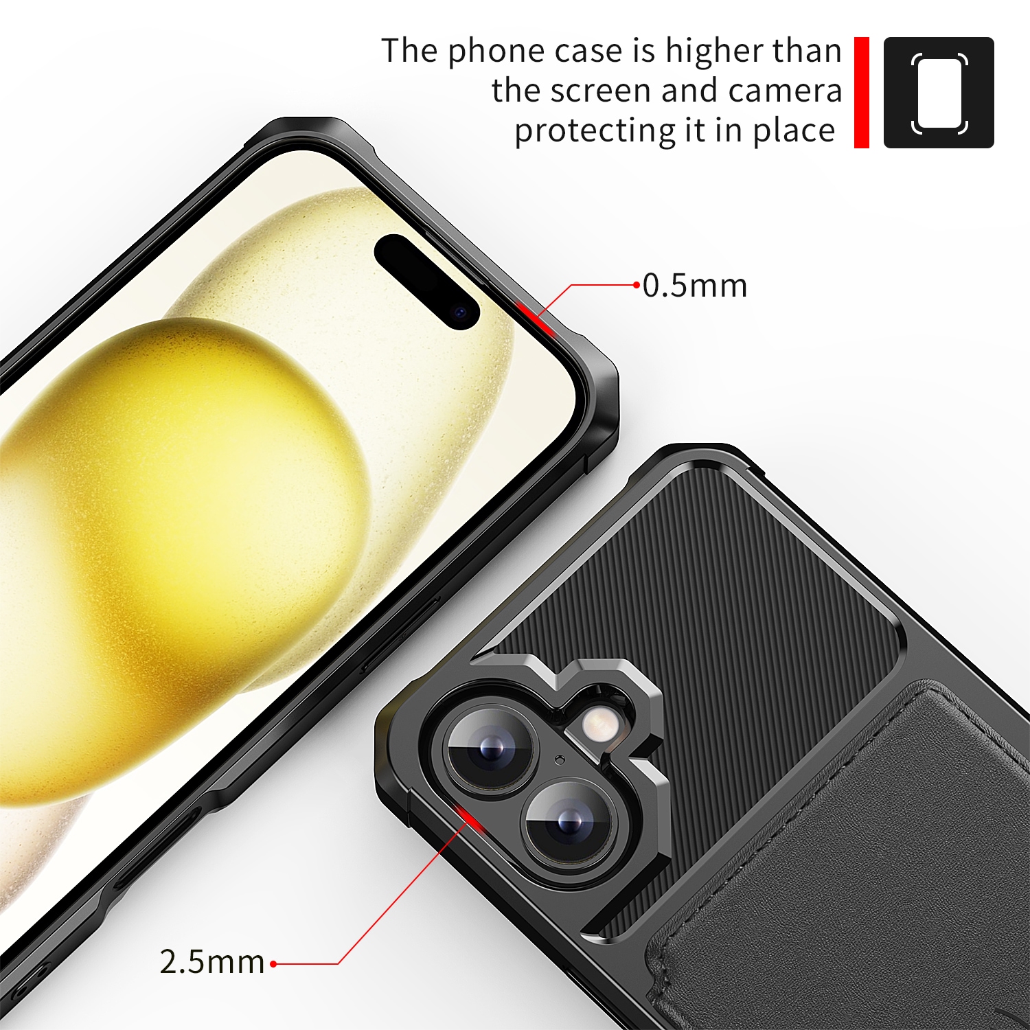 iPhone 17 Støtsikkert deksel med lommebok, Svart