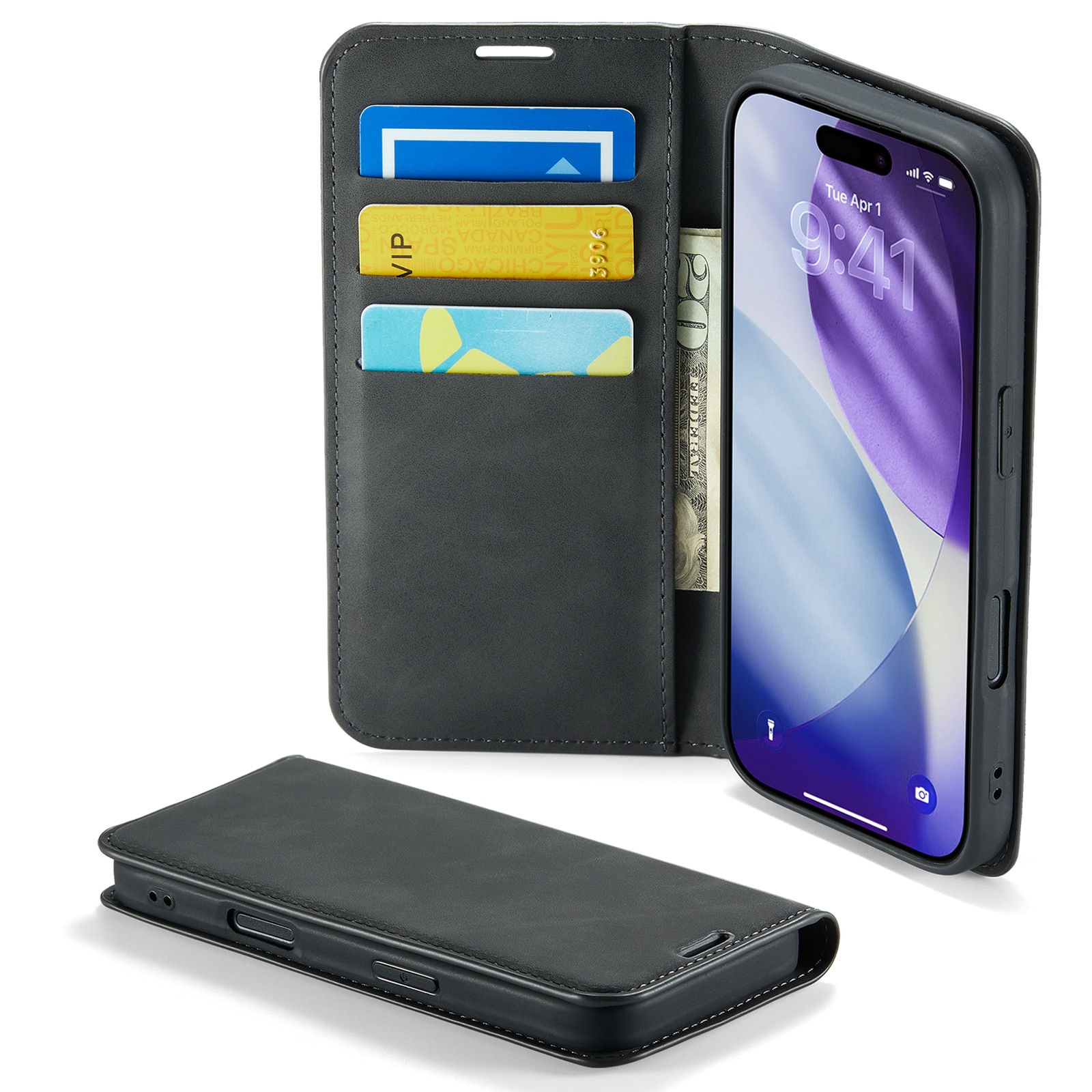 iPhone 17 Pro Max Slankt etui med kortlomme, Svart