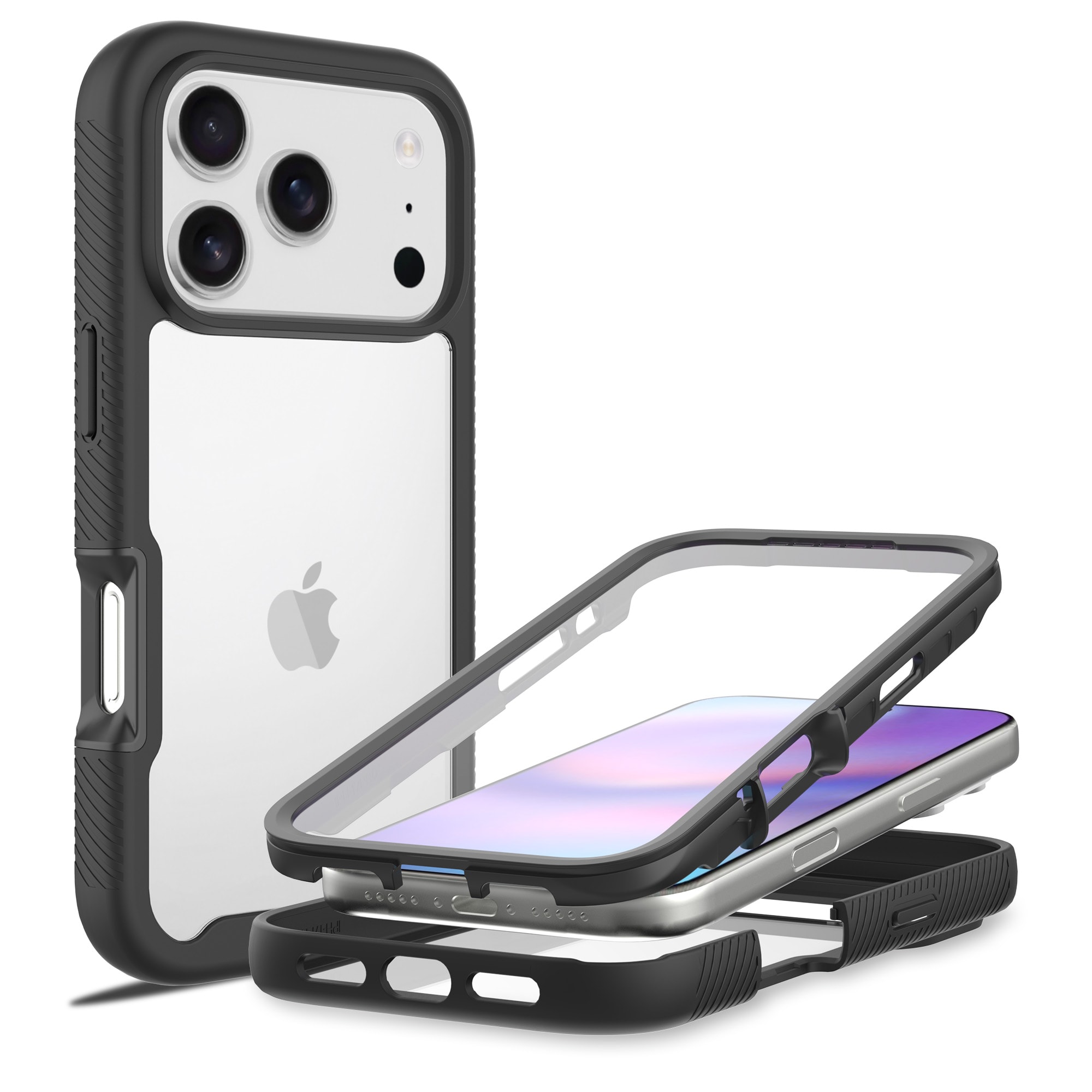 iPhone 17 Pro Max Deksel Full Protection, Svart/gjennomsiktig
