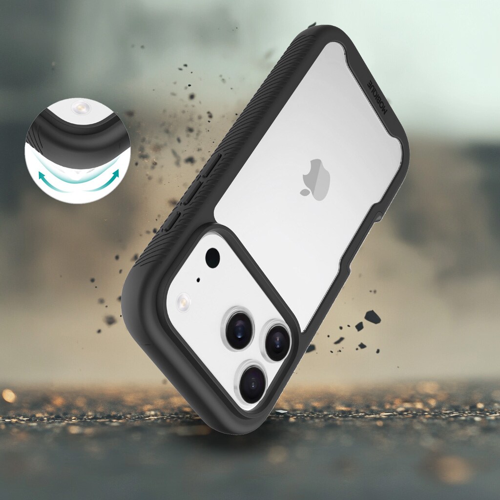 iPhone 17 Pro Max Deksel Full Protection, Svart/gjennomsiktig