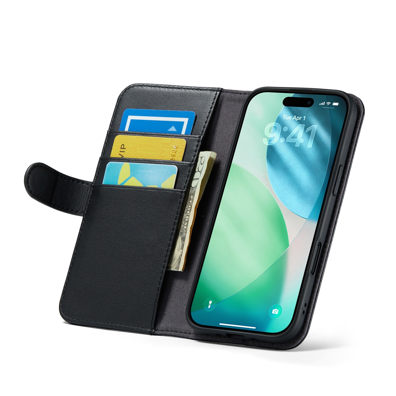 iPhone Air Lommeboketui i ekte skinn, Svart