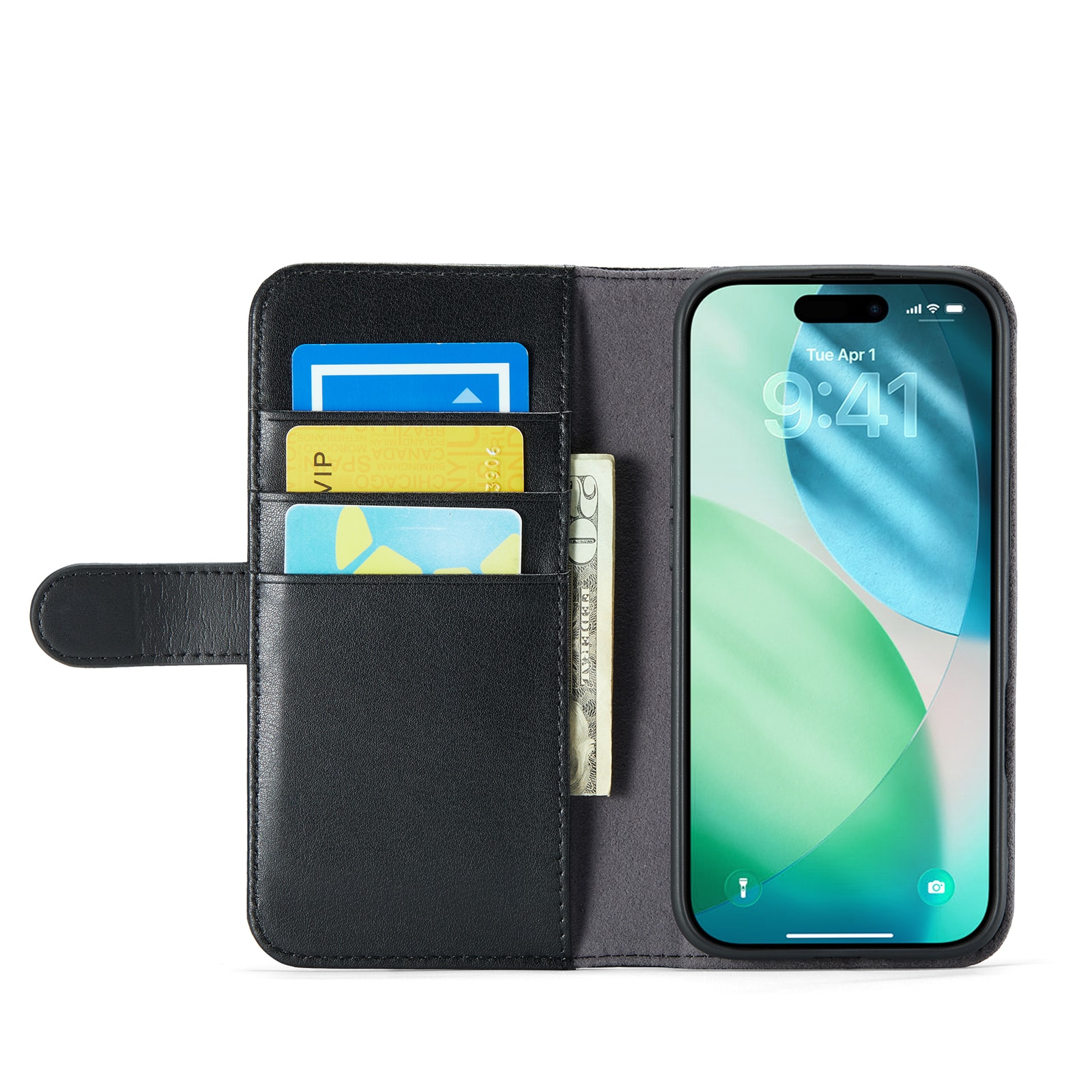 iPhone Air Lommeboketui i ekte skinn, Svart