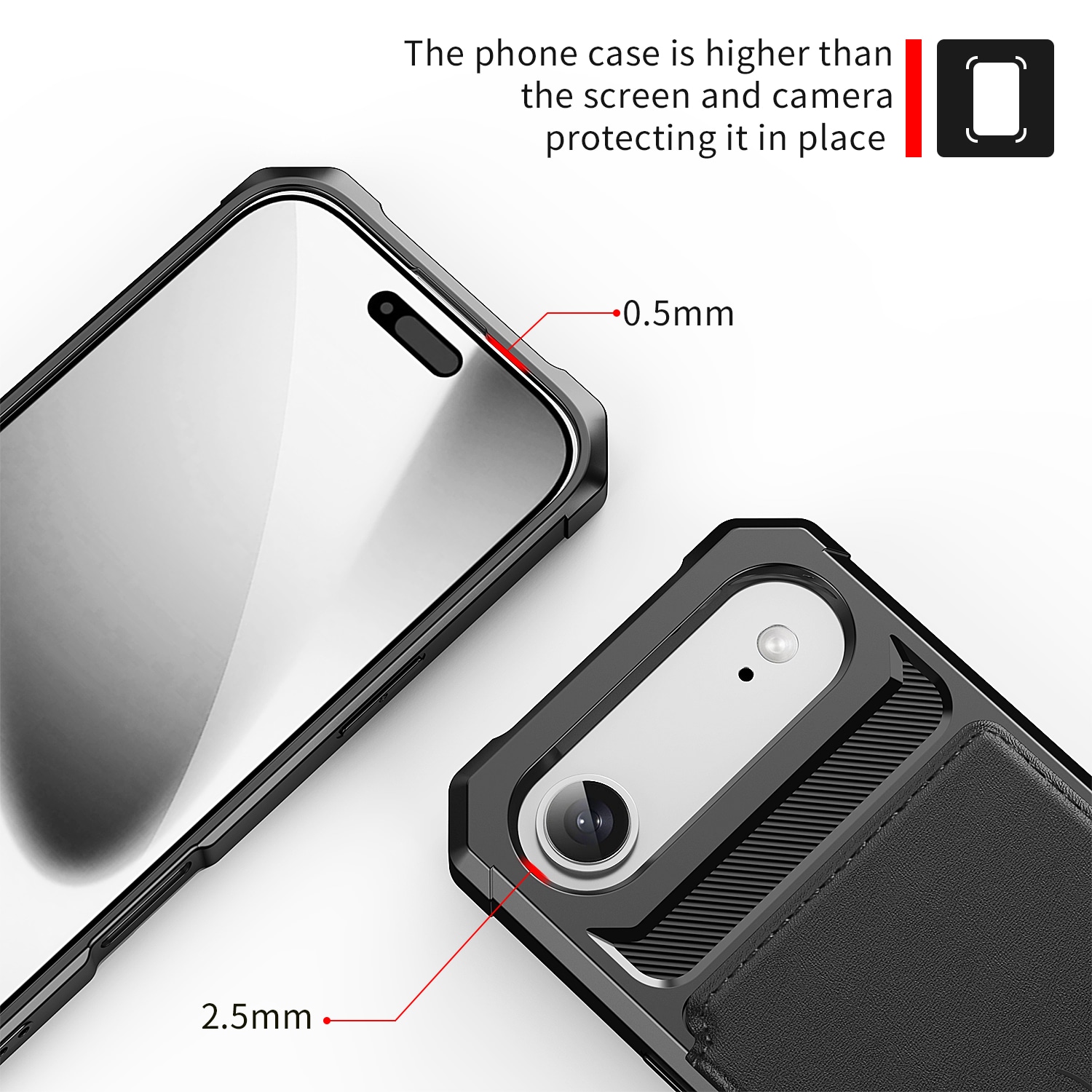 iPhone Air Støtsikkert deksel med lommebok, Svart