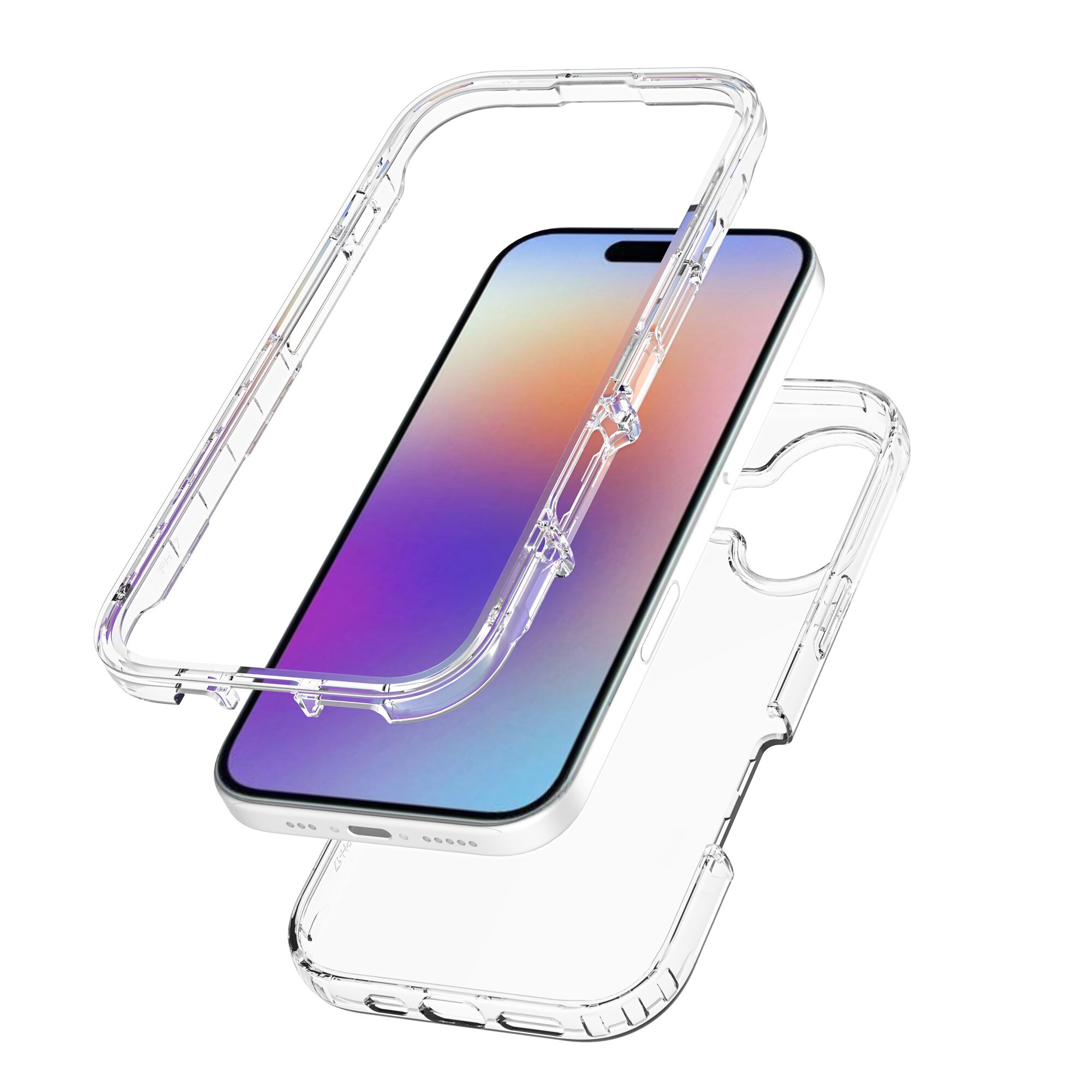 iPhone 17 Mobildeksel med beskyttelsesramme, Gjennomsiktig