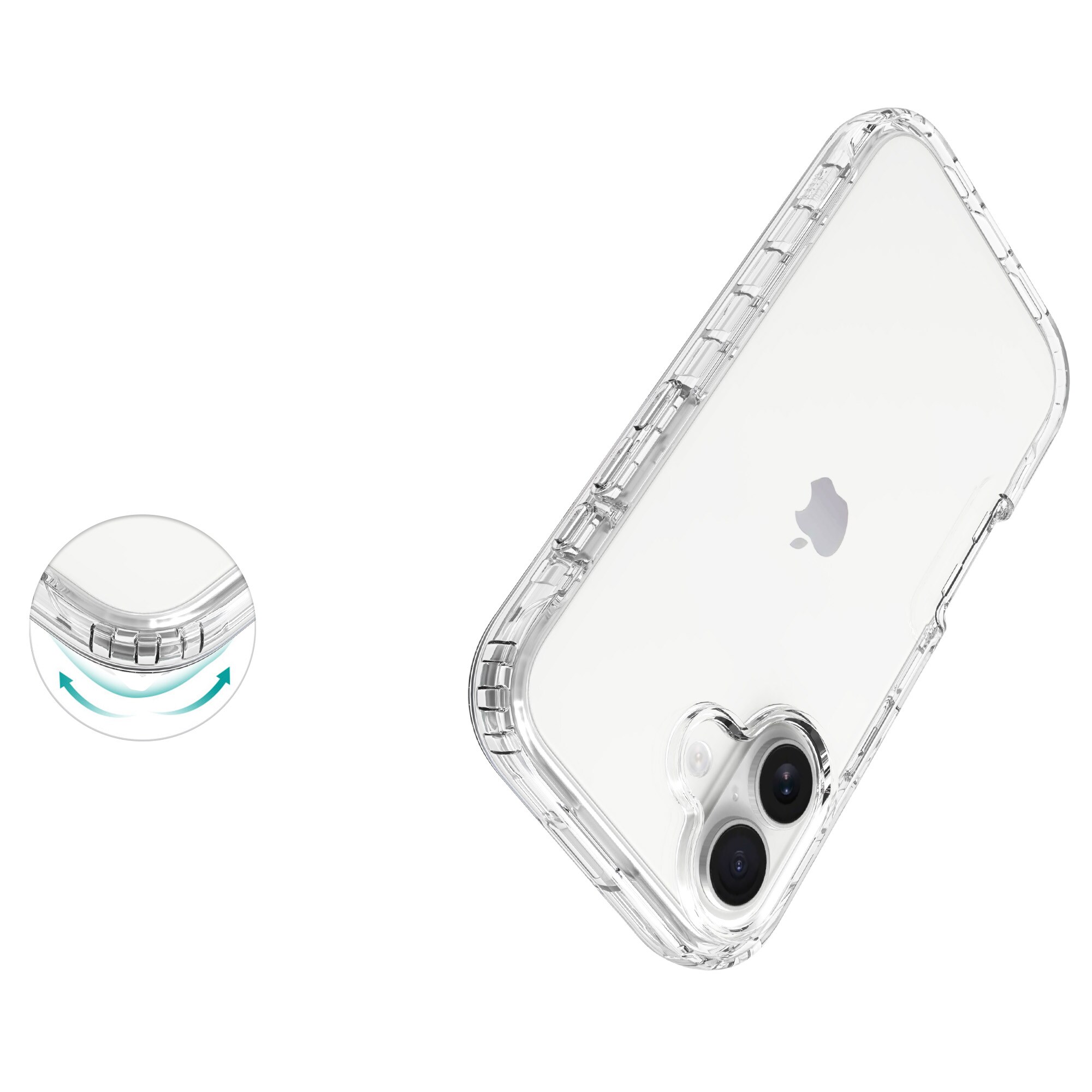 iPhone 17 Mobildeksel med beskyttelsesramme, Gjennomsiktig
