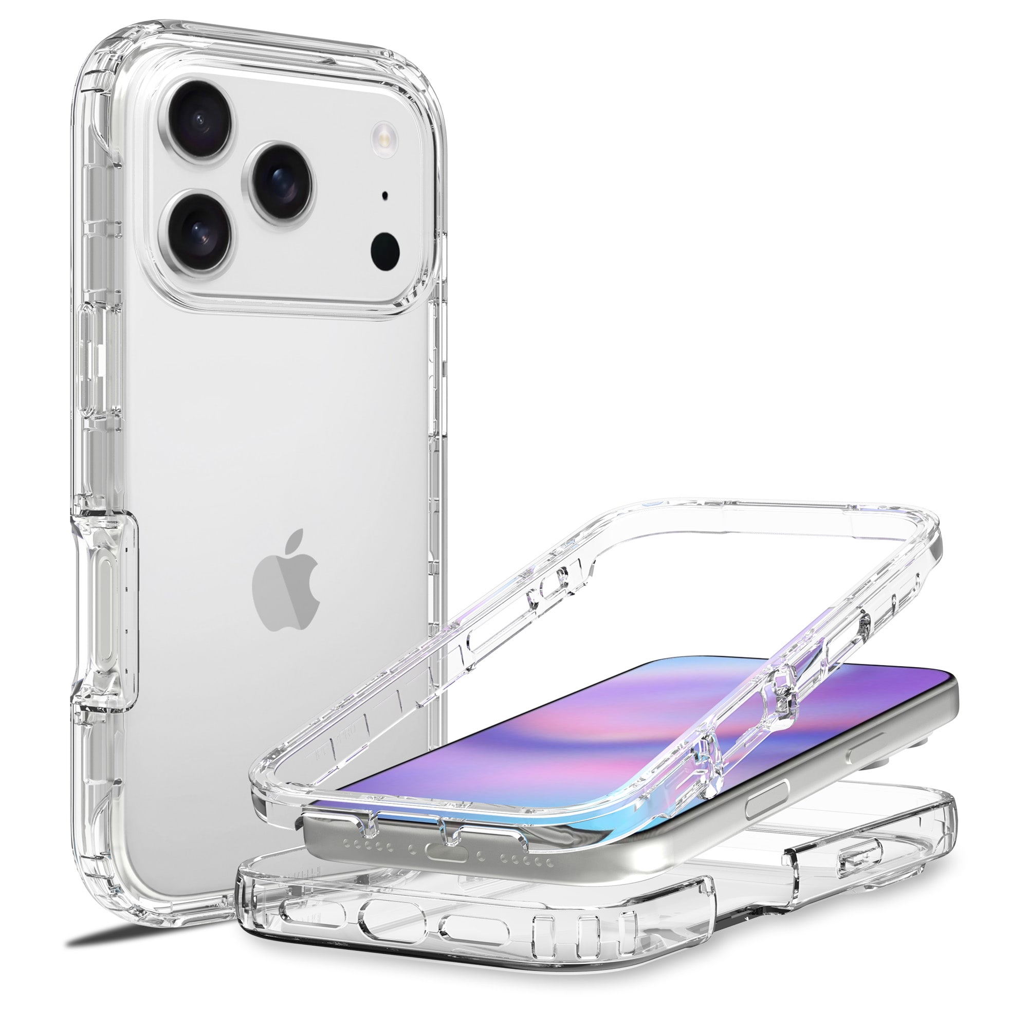 iPhone 17 Pro Max Støtsikkert mobildeksel med beskyttelsesramme Gjennomsiktig