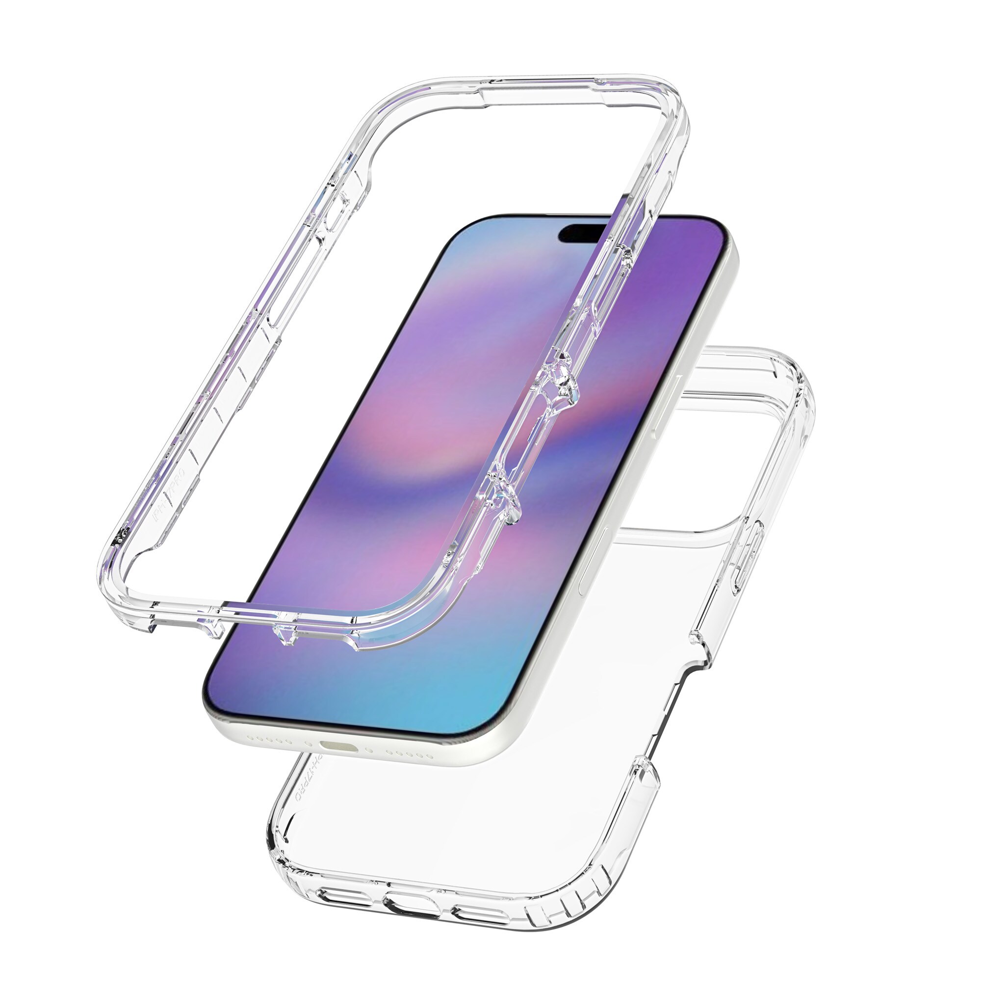 iPhone 17 Pro Max Mobildeksel med beskyttelsesramme, Gjennomsiktig